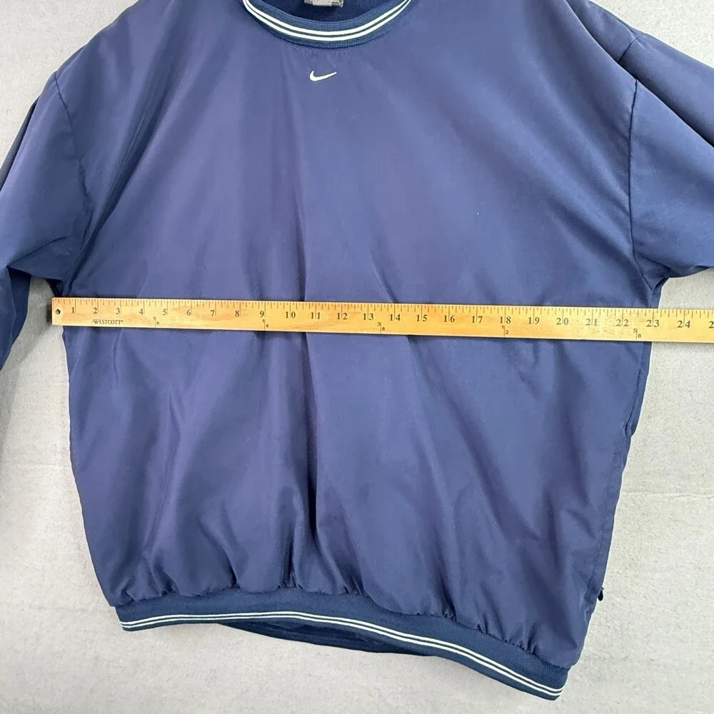 Vintage Nike Pullover Jacket Youth Large Blue Windbreaker Lined Center Swoosh